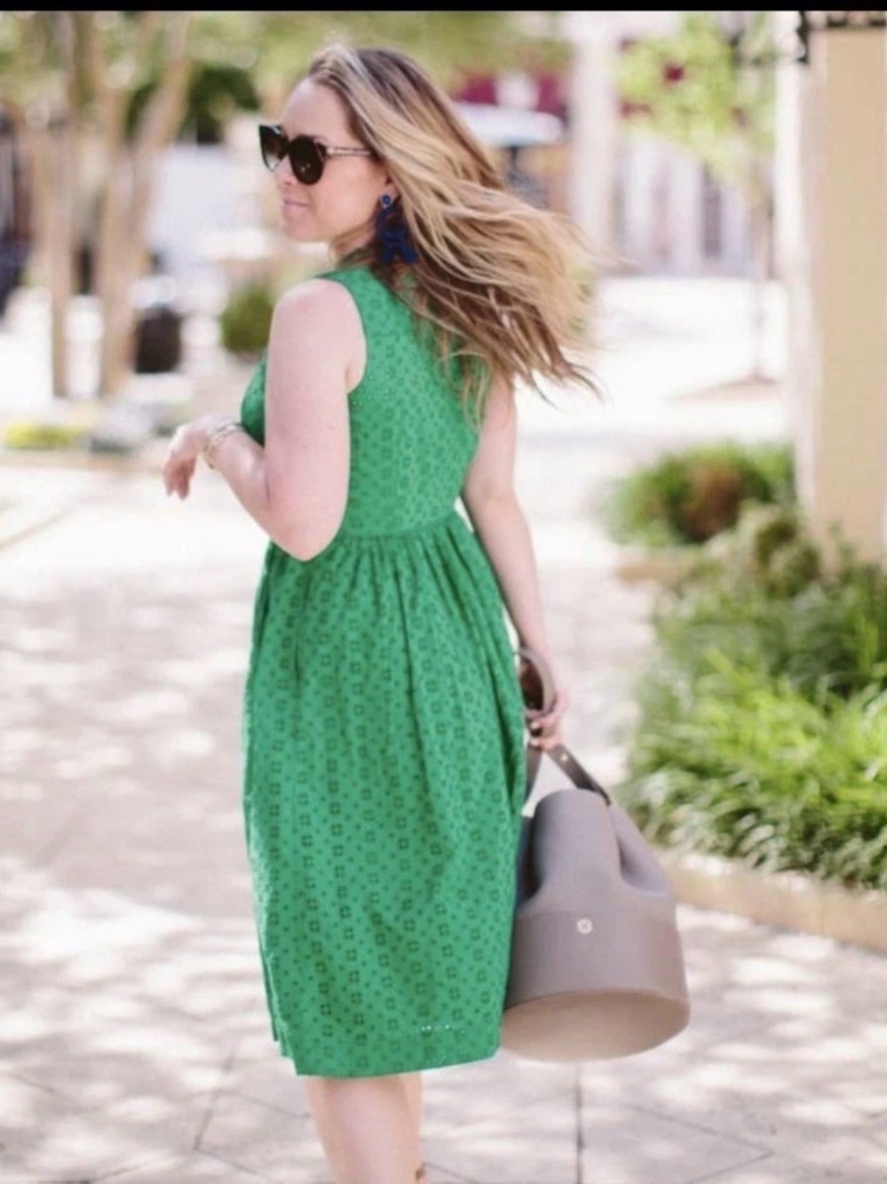 J.Crew Green Eyelet Sleeveless Fit & Flare Dress Size Small - Picture 10 of 11